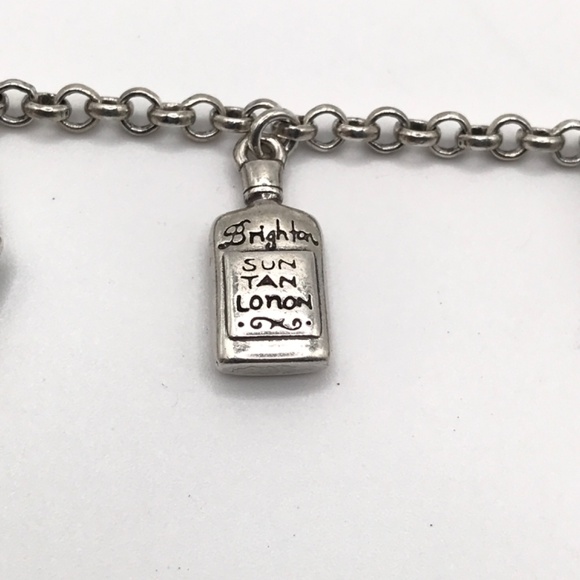 Brighton Charm Chain Bracelet Beach Vacation Silver Plate Tropical Fun Surf - Picture 9 of 13